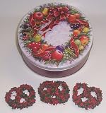 Scott's Cakes 1 lb. Milk Chocolate Covered Pretzel with Christmas Jimmies & Chocolate Chips in a Wreath Tin