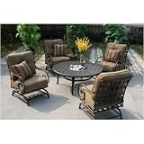Darlee Malibu Spring Base Cast Aluminum Club Chair Set With Cushions