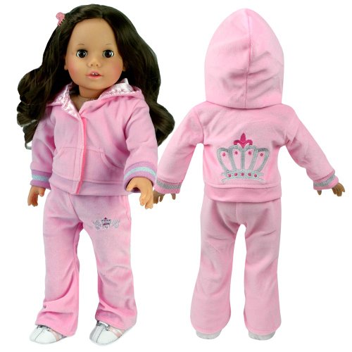 18 Inch Doll Sweatsuit with Crown Details, 2 Pc. Set Fits 18
