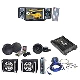 Lanzar Car DVD Player, Amplifier and Speaker Package - SD45MU 4.5'' TFT Touch Screen Monitor with DVD/VCD/USB/MP3/CD Player  AM/FM/RDS Radio - HTG447 2000 Watt 4 Channel Mosfet Amplifier - VX6C VX 6.5'' Two-Way Custom Component System - Pair of VCHB110 Vector 1000 Watts Single 10'' Slim Designed Bass Box Enclosure - VX610 VX Super Slim 6.5'' Two-Way Speakers - LQ16CAP Contaq 1.6 Farad 12 Volt Power Capacitor - AMPKIT8 Contaq 1200 Watt 8 Gauge Power Amp Kit