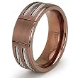 7.0mm Rose Gold Titanium Ring with Stainless Steel Cables (Sizes 7-12)