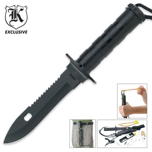 Survival Knife & Survival Kit with Built In Slingshot Survival Knife & Survival Kit with Built In Slingshot Hunting Knives