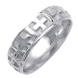 14K Fancy White Gold Wedding Band Width 6.0mm