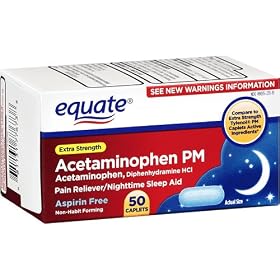 Equate - Pain Reliever PM Sleep Aid, Extra Strength, Acetaminophen 50 Caplets, Compare to Tylenol PM
