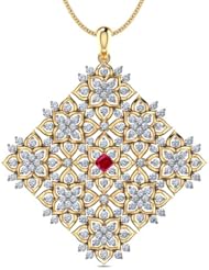 Diamond (1.69 Ct, IJ-SI), 18 Kt Yellow Gold Surya Sparkle Pendant