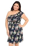 Torrid Plus Size Blue Floral One Shoulder Dress