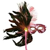 PINK SEQUIN MASQUERADE FEATHER MASK