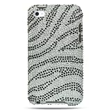Apple Ipod Touch 4 (4th Generation) Black Zebra Skin Diamond Diamante Protector Cover Case