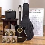 Musical Instruments : Esteban Malaguena Acoustic/Electric Guitar Package with Amp- Black