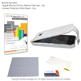 JAVOedge Apple 3G iPhone Croc Pattern Flip Case (White) + Ultra-Clear Bundle