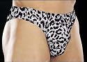 Grey Leopard Print Mens Thong O/S