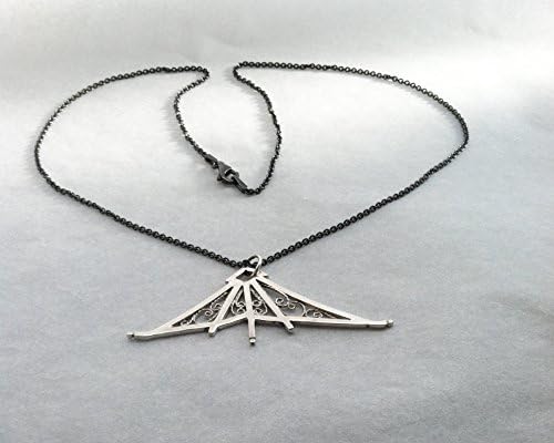 Asian Inspired Silver Handmade Filigree Pendant Necklace