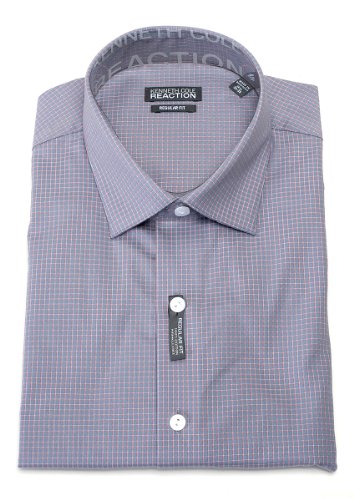 Kenneth Cole Reaction Men’s Storm 100% Cotton Plaid Regular Fit Dress Shirt