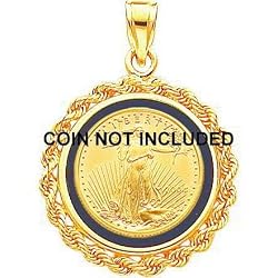 14K Gold Onyx Rope Bezel for 1/10oz American Eagle Coin
