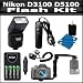 Flash Bundle Kit For Nikon D3100 D5100 Includes Vivitar DF-283 Dedicated TTL Bounce Flash Includes Flash Diffuser + Off Camera Shoe + Flash Bracket + 4AA High Capacity Rechargeable NIMH Batteries And AC/DC Rapid Charger + Remote Shutter Release + More
