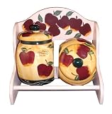2PC COOKIE JAR, KITCHEN CANISTER SET COUNTRY RED APPLE