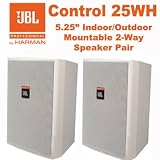 JBL Control 25WH Two Way 5 1/4" Indoor / Outdoor White Speaker Pair New