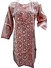 Peach Tunic Floral Embroidered All Over Cotton Kurta Dress Small Size