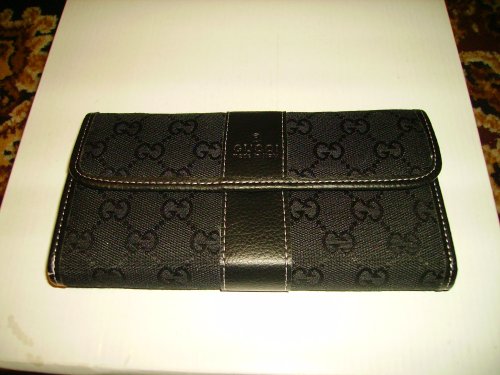 Gucci Monogram Black Checkbook Wallet