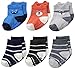 Carter's Baby Boys' 6 Pack Computer Socks (6 Pack), Monster/Critter- blue, grey, orange, 0-3 Months