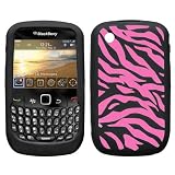 BlackBerry Curve 8520 T-Mobile Hot Pink Zebra Skin Laser-cut Rubber Touch Skin Phone Protector Cover