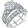 Solid Sterling Silver 925 Engagement Ring Set Bridal Rings with High Quality Cubic Zirconia