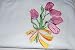 Embroidered White T with Pink Tulips Adult-M