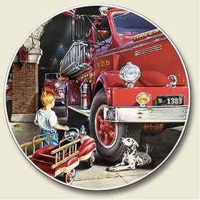 AutoCoaster ~ Fire Station ~ Tile Drink Coaster for car cupholder - code 677 by AbsorbaStone