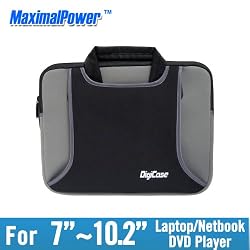 Neoprenesoftprotectivesleevefor7-10.1Netbook,LaptopComputers,DVDPlayerswithfoldablehandlesandOuterzipperedpocket.Black/Gray