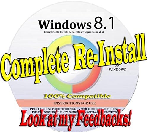 Windows 8.1 - 64 Bit PROFESSIONAL or PROFESSIONAL WITH MEDIA CENTER, Repair, Recovery, Restore, Re Install, Reinstall Fix Boot Disk DVD (DVD-ROM)DVD [Lastet Version 2015-2016]