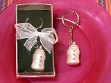 Pink Baby Bottle Keychains (Set of 48) - Baby Shower Gifts & Wedding Favors