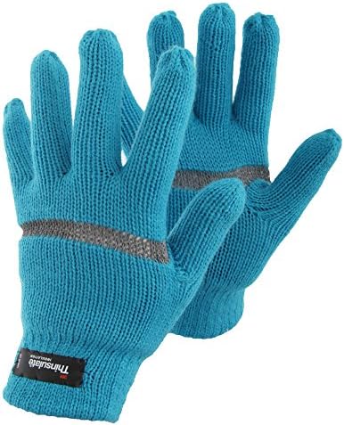 FLOSO® Childrens Knitted Hi Vis Thinsulate Thermal Gloves (3M 40g) (One Size) (Blue)