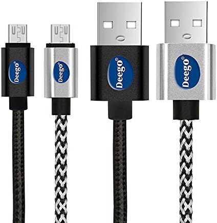 2 Pack 10FT Extra Long Micro USB Cable,Deego High Speed USB 2.0 A Male to Micro B Data Sync and Charging Nylon Braided Cord Wire with Aluminum Connector Universal for Samsung,HTC,Motorola,Android,more