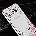 Galaxy S6 Edge Case,NSSTAR Pink Butterfly Floral Flower Bling Crystal Rhinestone Diamonds Clear Rubber Rose Plating Frame Soft TPU Silicone Protective Bumper Case Cover for Samsung Galaxy S6 Edge