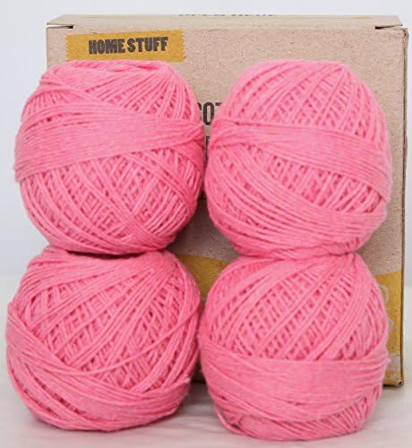 Homestuff Cotton Twine Yarn 4 pack Pink Color Ideal for Crochet Hooks &amp; Knitting Needles 1400-Feet