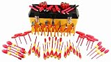 Wiha 32876 Insulated Set with Pliers, Cutters, Nut Drivers, Screwdrivers, T Handles, Knife, Sockets, 3/8-Inch Dr Ratchet, Adjustable Wrench, 66-Piece