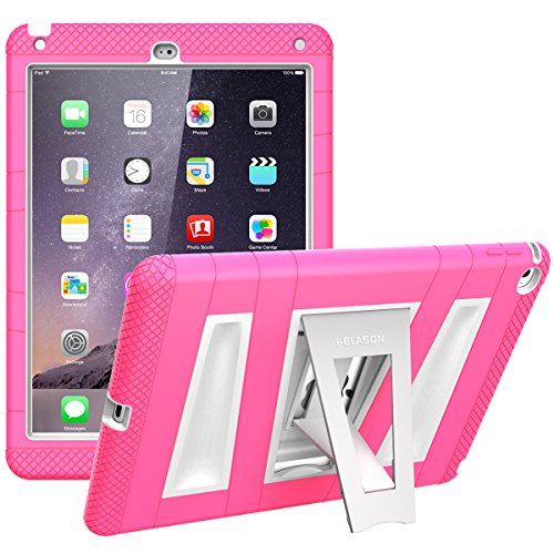 iPad Air 2 Case, i-Blason Apple iPad Air 2 Case ArmorBox [Dual Layer] Convertible [Heavy Duty] Full-Body Protection KickStand Case with Built-in Screen Protector for Kids Friendly 2014 Release (iPad Air 2, Pink/White)
