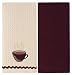 2 Pack Embroidered Kitchen Towels by Cotton Craft - 100% Pure Cotton Waffle Weave Construction - One towel is embroidered on an Ivory color base and the other towel is a coordinating solid color - Generously sized at 18x28 - Styles: Coffee, Fruits in a Bowl, Grape Cluster, Rooster, Grapes on a Vine, Apple, and Tomato - Brighten your kitchen at a clearance cost