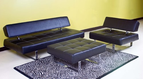 Wing Sofa Bed Set (Black)