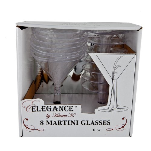 Elegance Clear Plastic Martini Glass 6 oz. 8ct.
