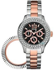Marc Ecko Womens Mid Size The Masterpiece Multifunction Crystal Accented w/ Interchangeable Bezels Watch E17593M1