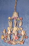 Capodimonte Five Arm Metal Chandelier with Flowers