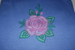 Embroidered Light Blue T with single stich flower Adult-XL