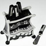 Cheese Spreader/knife 5 Pieces Ceramic Set with Stainless Steel Blades and Piano Caddy. Mod Music Collection By Julie Borden