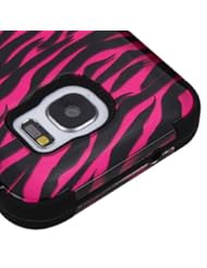Office Product: Galaxy S7 Case, Rock Me Wireless (TM) 2 items Bundle - 24K Gold Plating Sticker and Triple Layers Hybrid Protector Case Cover for Samsung Galaxy S7. (Zebra / Hot Pink) - Valor Communication, Inc.