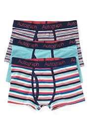 3 Pack Autograph Cotton Rich Striped Trunks