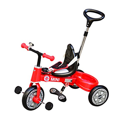 New Aosom BMW Mini Toddler Tricycle with Push Handle - Red