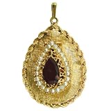 14K Gold Antique Garnet and Pearl Locket