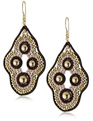 Miguel Ases Leather 14k Gold Filled Cluster Drop Earrings