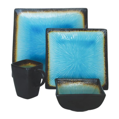 Paradise 16piece Contemporary Dinnerware Set, Square, Blue